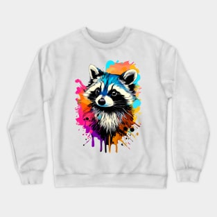 Raccoon Colourful - Cute Trash Panda Waschbär Crewneck Sweatshirt